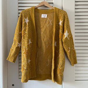 Zara Girls Yellow Stars Open Front Cardigan (size 11-12)
